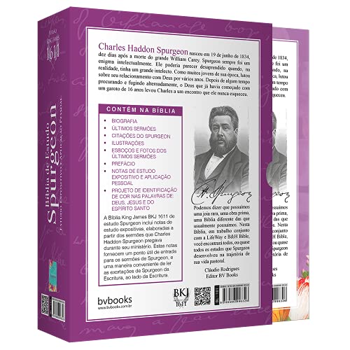 Bíblia de Estudo Spurgeon | King James 1611 | Letra Grande | Luxo | Floral Estudo expositivo e aplicação pessoal