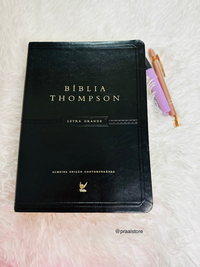 Biblia de Estudo Thompson | AEC | Letra Grande | Luxo | Preta Palavras de Jesus em vermelho - Concordância e Mapas