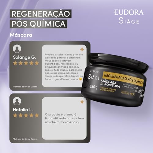 Eudora Máscara Repositora Siàge Expert Regeneração Pós Química 250g