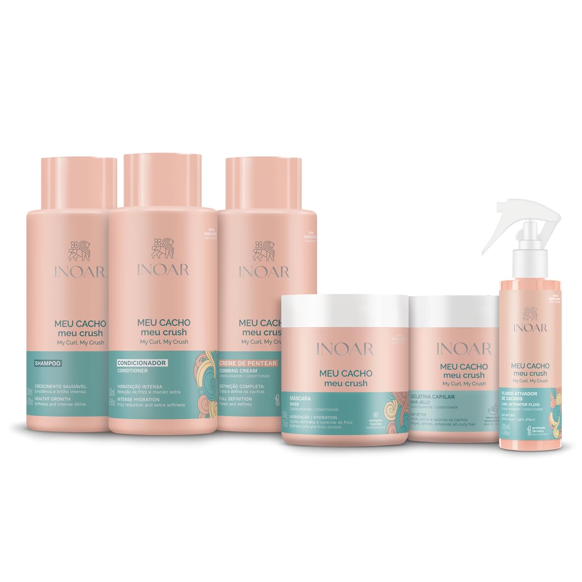 Inoar, Meu Cacho, Meu Crush – Creme de Pentear, Define Cachos, Hidrata e Controla o Frizz, Com Óleos Naturais e Vitaminas - 500ml