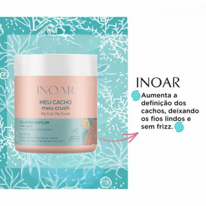Inoar, Meu Cacho Meu Crush, Gelatina Capilar, Definição de Cachos, Hidratação Intensa, Com Colágeno e Vitamina E - 500g