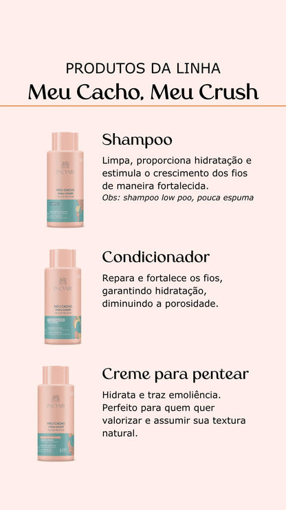 Inoar, Meu Cacho, Meu Crush – Creme de Pentear, Define Cachos, Hidrata e Controla o Frizz, Com Óleos Naturais e Vitaminas - 500ml