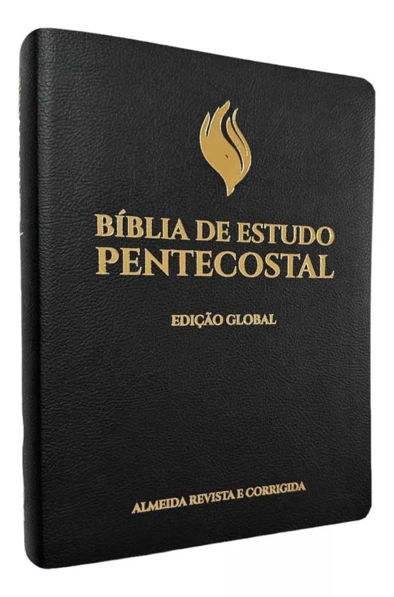 Biblia de Estudo Pentecostal Grande Luxo Preta Couro Legitimo (Em Portugues do Brasil)