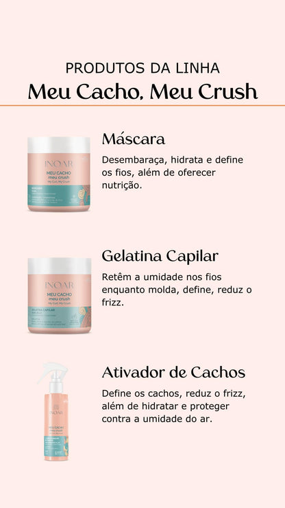 Inoar, Meu Cacho, Meu Crush – Creme de Pentear, Define Cachos, Hidrata e Controla o Frizz, Com Óleos Naturais e Vitaminas - 500ml
