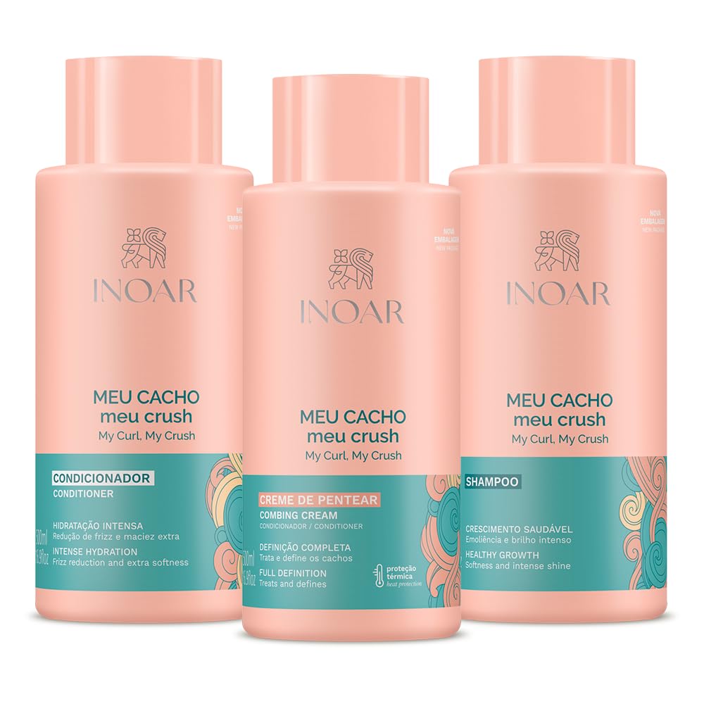 Inoar, Meu Cacho, Meu Crush – Creme de Pentear, Define Cachos, Hidrata e Controla o Frizz, Com Óleos Naturais e Vitaminas - 500ml
