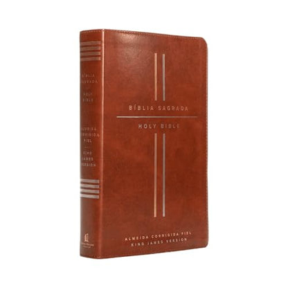 Bíblia Bilíngue, Português/Inglês, ACF/KJV, Couro-soft marrom, Leitura Perfeita: Bíblia King James Version e Almeida Corrigida Fiel