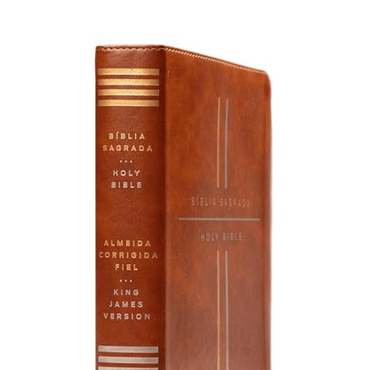 Bíblia Bilíngue, Português/Inglês, ACF/KJV, Couro-soft marrom, Leitura Perfeita: Bíblia King James Version e Almeida Corrigida Fiel