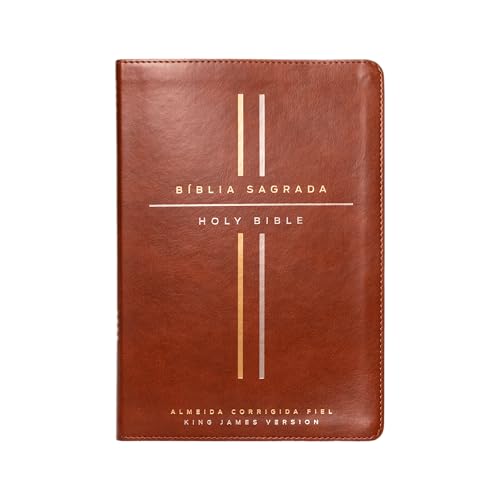 Bíblia Bilíngue, Português/Inglês, ACF/KJV, Couro-soft marrom, Leitura Perfeita: Bíblia King James Version e Almeida Corrigida Fiel