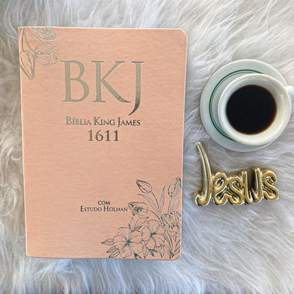 BÍBLIA KING JAMES FIEL 1611 COM ESTUDO HOLMAN ROSÊ
