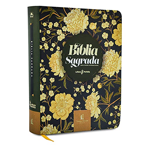 BÍBLIA SAGRADA NVI, COURO SOFT, FLORES, ESPAÇO ANOTAÇÕES, LEITURA PERFEITA