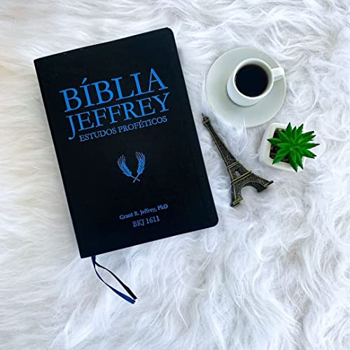 Bíblia Jeffrey de Estudos Proféticos King James | BKJ 1611 | Letra Normal | Capa Luxo Preta e Azul