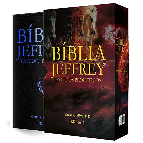 Bíblia Jeffrey de Estudos Proféticos King James | BKJ 1611 | Letra Normal | Capa Luxo Preta e Azul