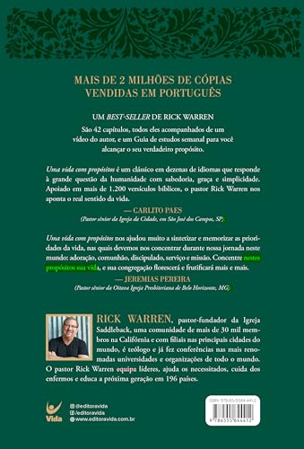 Rick Warren (Autor) - Uma Vida Com Proposito Comemorativo