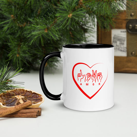 Caneca com Cor Interna - Amor Língua dos Sinais